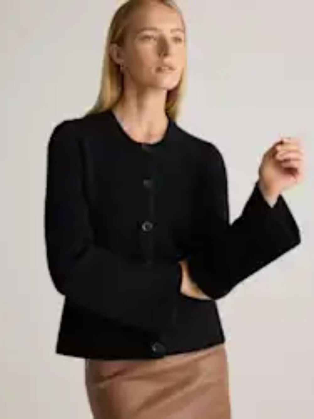 Quince Mongolian Cashmere Structured Cardigan Small Black